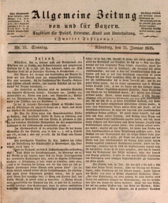 Allgemeine Zeitung von und für Bayern (Fränkischer Kurier) Sonntag 25. Januar 1835