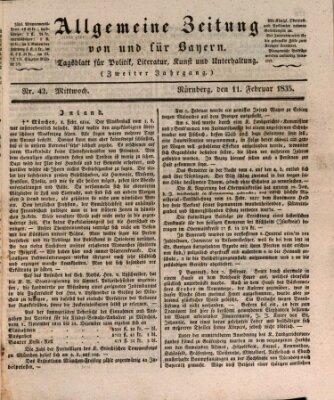 Allgemeine Zeitung von und für Bayern (Fränkischer Kurier) Mittwoch 11. Februar 1835