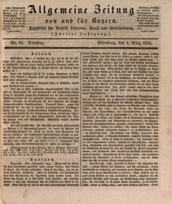 Allgemeine Zeitung von und für Bayern (Fränkischer Kurier) Dienstag 3. März 1835