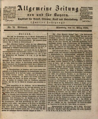 Allgemeine Zeitung von und für Bayern (Fränkischer Kurier) Mittwoch 11. März 1835