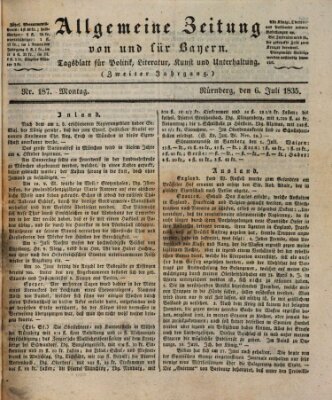 Allgemeine Zeitung von und für Bayern (Fränkischer Kurier) Montag 6. Juli 1835