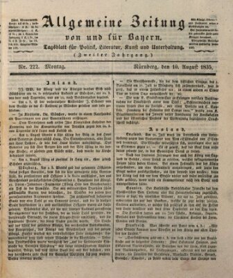 Allgemeine Zeitung von und für Bayern (Fränkischer Kurier) Montag 10. August 1835