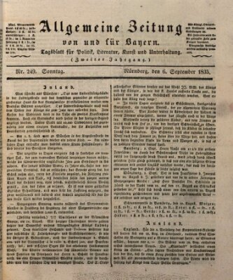 Allgemeine Zeitung von und für Bayern (Fränkischer Kurier) Sonntag 6. September 1835