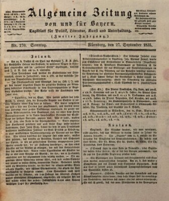Allgemeine Zeitung von und für Bayern (Fränkischer Kurier) Sonntag 27. September 1835