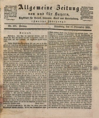 Allgemeine Zeitung von und für Bayern (Fränkischer Kurier) Freitag 27. November 1835