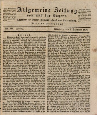 Allgemeine Zeitung von und für Bayern (Fränkischer Kurier) Freitag 9. Dezember 1836