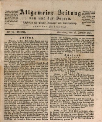 Allgemeine Zeitung von und für Bayern (Fränkischer Kurier) Montag 16. Januar 1837