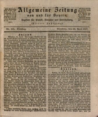 Allgemeine Zeitung von und für Bayern (Fränkischer Kurier) Dienstag 25. April 1837