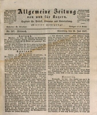 Allgemeine Zeitung von und für Bayern (Fränkischer Kurier) Mittwoch 26. Juli 1837