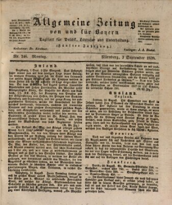 Allgemeine Zeitung von und für Bayern (Fränkischer Kurier) Montag 3. September 1838
