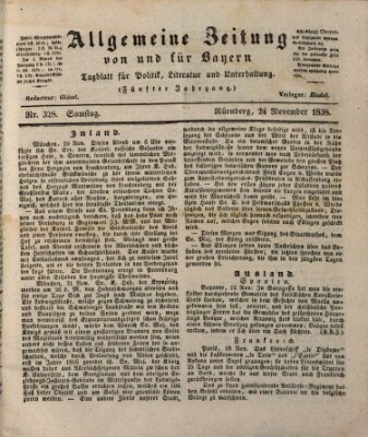 Allgemeine Zeitung von und für Bayern (Fränkischer Kurier) Samstag 24. November 1838