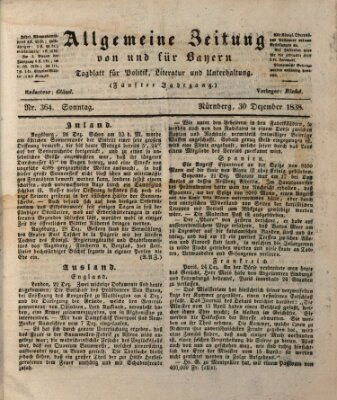 Allgemeine Zeitung von und für Bayern (Fränkischer Kurier) Sonntag 30. Dezember 1838