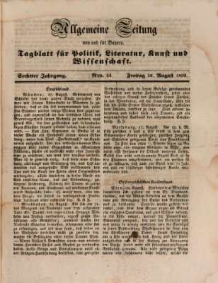 Allgemeine Zeitung von und für Bayern (Fränkischer Kurier) Freitag 30. August 1839