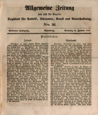 Allgemeine Zeitung von und für Bayern (Fränkischer Kurier) Sonntag 26. Januar 1840