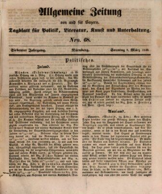 Allgemeine Zeitung von und für Bayern (Fränkischer Kurier) Sonntag 8. März 1840