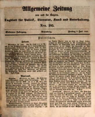 Allgemeine Zeitung von und für Bayern (Fränkischer Kurier) Freitag 3. Juli 1840