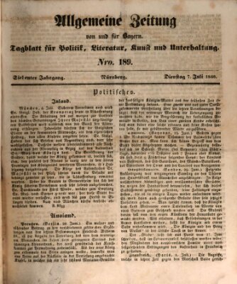 Allgemeine Zeitung von und für Bayern (Fränkischer Kurier) Dienstag 7. Juli 1840