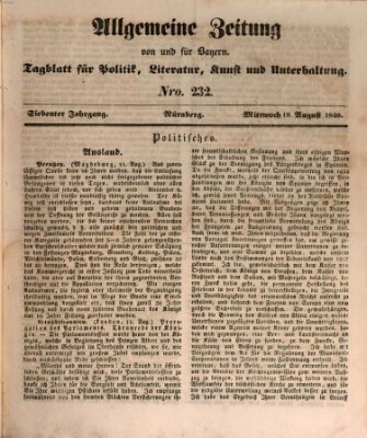 Allgemeine Zeitung von und für Bayern (Fränkischer Kurier) Mittwoch 19. August 1840