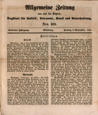 Allgemeine Zeitung von und für Bayern (Fränkischer Kurier) Freitag 13. November 1840