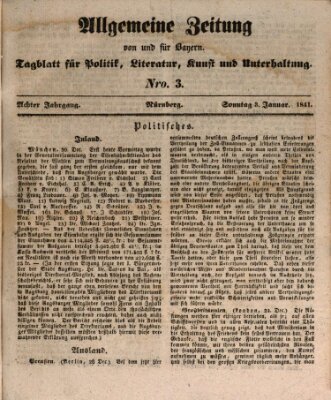 Allgemeine Zeitung von und für Bayern (Fränkischer Kurier) Sonntag 3. Januar 1841