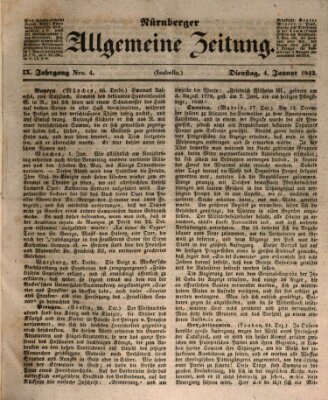 Nürnberger Zeitung (Fränkischer Kurier) Dienstag 4. Januar 1842