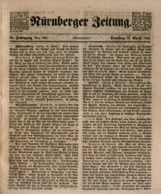 Nürnberger Zeitung (Fränkischer Kurier) Dienstag 19. April 1842
