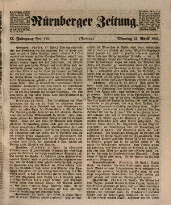 Nürnberger Zeitung (Fränkischer Kurier) Montag 25. April 1842