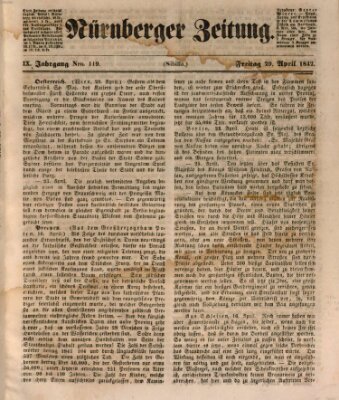 Nürnberger Zeitung (Fränkischer Kurier) Freitag 29. April 1842