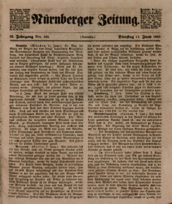 Nürnberger Zeitung (Fränkischer Kurier) Dienstag 14. Juni 1842