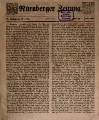 Nürnberger Zeitung (Fränkischer Kurier) Freitag 1. Juli 1842