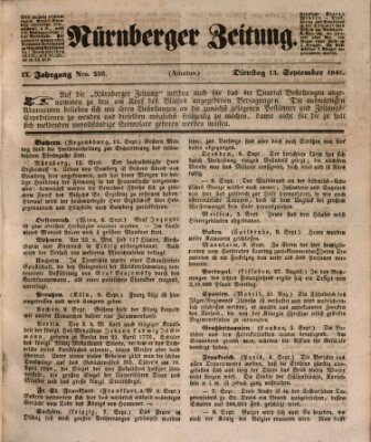 Nürnberger Zeitung (Fränkischer Kurier) Dienstag 13. September 1842