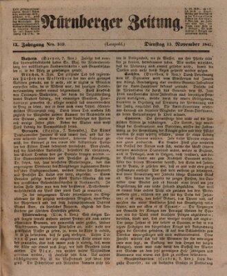 Nürnberger Zeitung (Fränkischer Kurier) Dienstag 15. November 1842