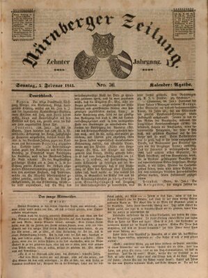Nürnberger Zeitung (Fränkischer Kurier) Sonntag 5. Februar 1843