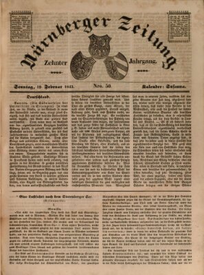 Nürnberger Zeitung (Fränkischer Kurier) Sonntag 19. Februar 1843
