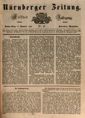 Nürnberger Zeitung (Fränkischer Kurier) Donnerstag 11. Januar 1844