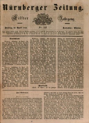 Nürnberger Zeitung (Fränkischer Kurier) Freitag 26. April 1844