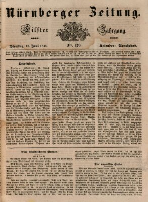 Nürnberger Zeitung (Fränkischer Kurier) Dienstag 18. Juni 1844
