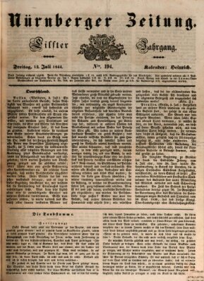 Nürnberger Zeitung (Fränkischer Kurier) Freitag 12. Juli 1844