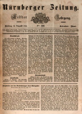 Nürnberger Zeitung (Fränkischer Kurier) Freitag 16. August 1844