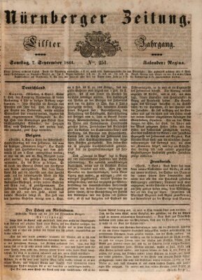 Nürnberger Zeitung (Fränkischer Kurier) Samstag 7. September 1844