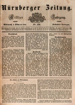 Nürnberger Zeitung (Fränkischer Kurier) Mittwoch 2. Oktober 1844