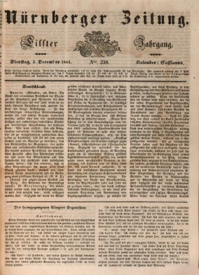 Nürnberger Zeitung (Fränkischer Kurier) Dienstag 3. Dezember 1844