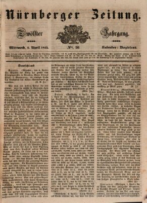Nürnberger Zeitung (Fränkischer Kurier) Mittwoch 9. April 1845