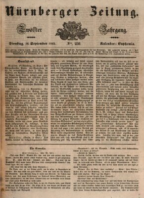 Nürnberger Zeitung (Fränkischer Kurier) Dienstag 16. September 1845