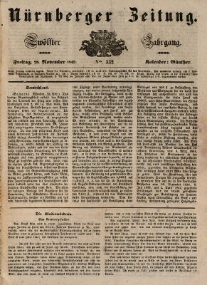 Nürnberger Zeitung (Fränkischer Kurier) Freitag 28. November 1845