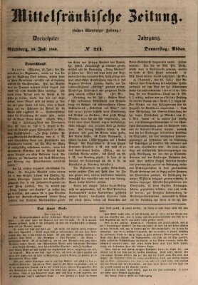 Mittelfränkische Zeitung für Recht, Freiheit und Vaterland (Fränkischer Kurier) Donnerstag 30. Juli 1846