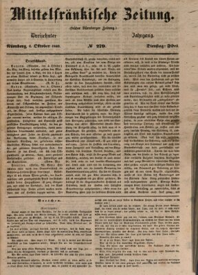 Mittelfränkische Zeitung für Recht, Freiheit und Vaterland (Fränkischer Kurier) Dienstag 6. Oktober 1846