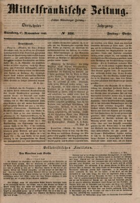 Mittelfränkische Zeitung für Recht, Freiheit und Vaterland (Fränkischer Kurier) Freitag 27. November 1846