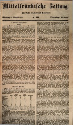 Mittelfränkische Zeitung für Recht, Freiheit und Vaterland (Fränkischer Kurier) Donnerstag 2. August 1849