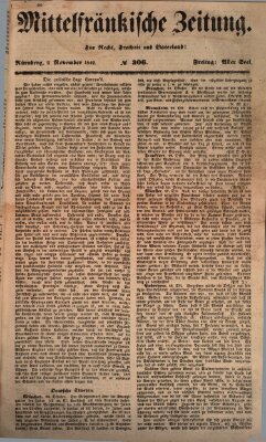 Mittelfränkische Zeitung für Recht, Freiheit und Vaterland (Fränkischer Kurier) Freitag 2. November 1849